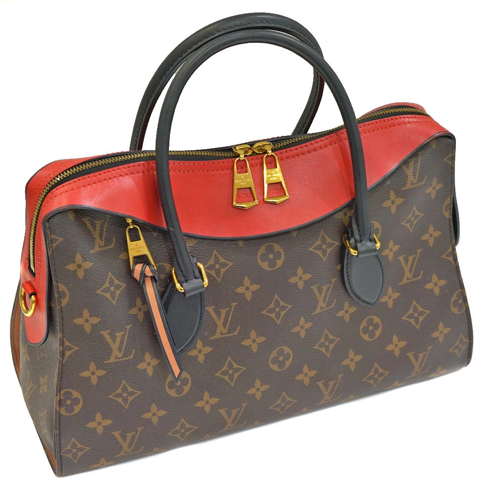 LOUIS VUITTON Tuileries Tote Bag Monogram Canvas Leather Cerise Red Brown